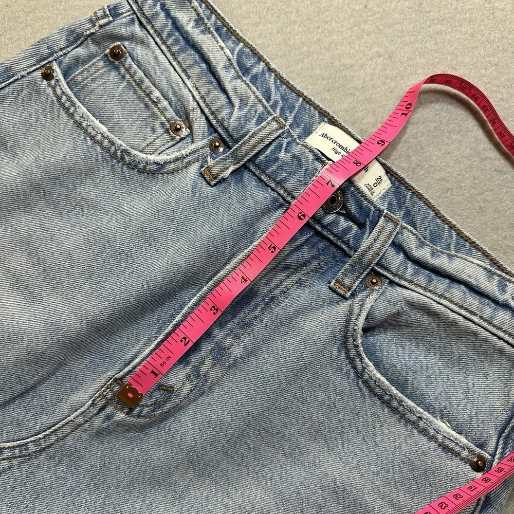 Abercrombie & Fitch High Rise Denim Skirt Womens 25 0 Light Wash Blue Front Slit